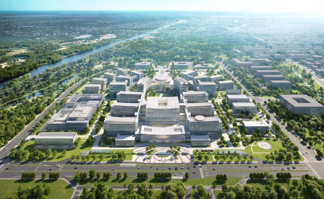 协和雄安院区建设项目设计效果鸟瞰图。北京协和医院供图