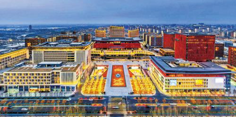 2月24日拍摄的雄安商务服务中心夜景。