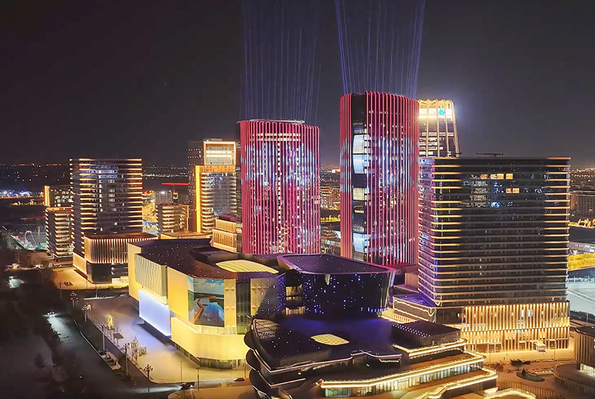 10月21日晚，雄安新区启动区灯光璀璨。雄安新区宣传网信局供图